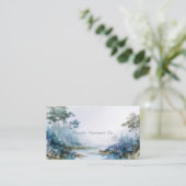 Misty Forest River Gold und Blue Landschaft Visitenkarte (Stehend Vorderseite)