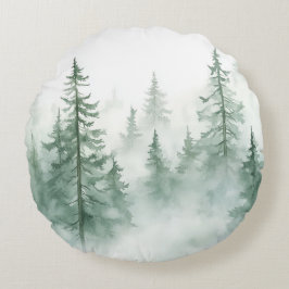 Misty Forest Rundes Kissen