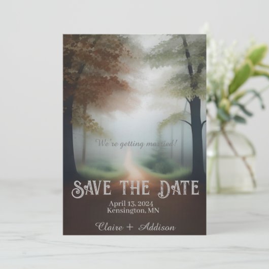Misty Forest Save The Date (Stehend Vorderseite)