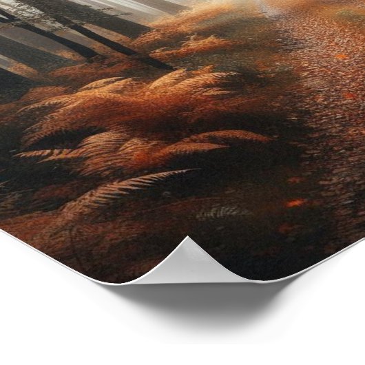 Misty Forest Train im Herbst Glühen - Poster (Ecke)