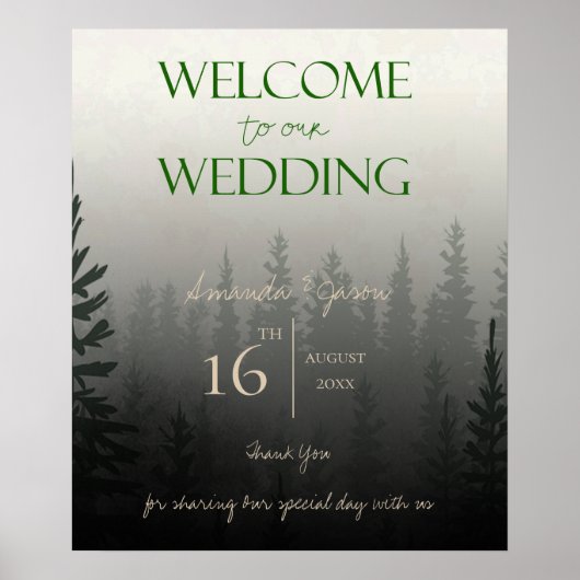 Misty Forest Trees heißt Sie herzlich willkommen b Poster (Vorne)