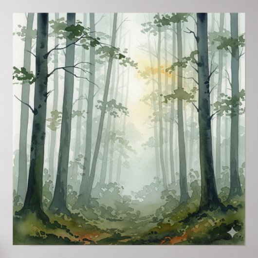 Misty Forest Watercolor Poster (Vorne)