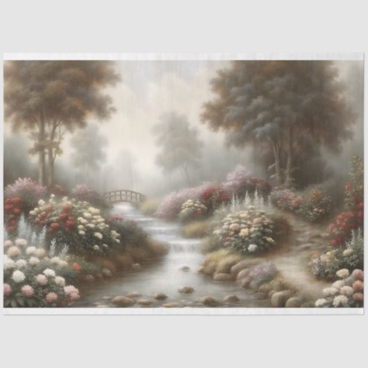 Misty Garden Stream Decoupage Seidenpapier (Vorderseite)