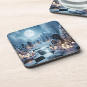 Misty Graveyard Christmas | Gothic Holiday Decor Getränkeuntersetzer (Linke Seite)