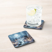 Misty Graveyard Christmas | Gothic Holiday Decor Getränkeuntersetzer (Rechte Seite)