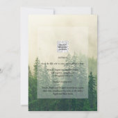 Misty Green Forest Mountain Pine Trees Wedding Einladung (Rückseite)