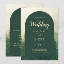 Misty Green Forest Mountain Pine Trees Wedding