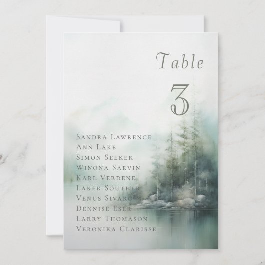 Misty green forest Wedding Table Seating Card Einladung (Vorderseite)