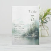 Misty green forest Wedding Table Seating Card Einladung (Stehend Vorderseite)