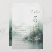 Misty green forest Wedding Table Seating Card Einladung (Vorne/Hinten)