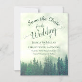 Misty Green Mountain Pines Wedding retten das Datu Magneteinladung (Vorderseite)