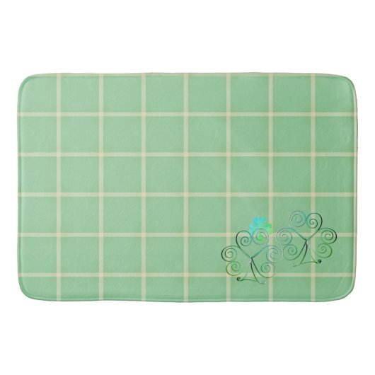 Misty Green Square Kleeblatts Bath Mat Badematte (Vorderseite)