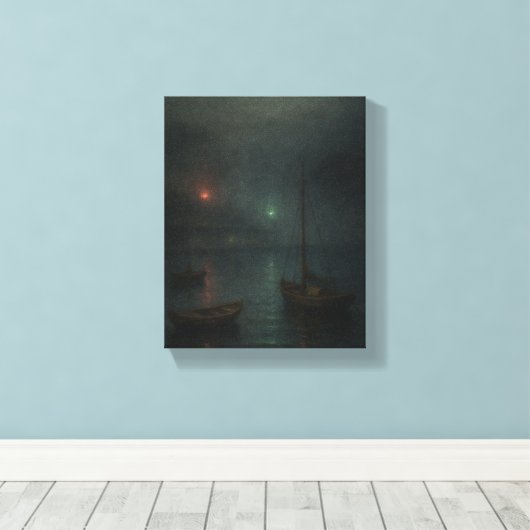 Misty Harbour Twilight - Impressionist Maritime Leinwanddruck (Insitu (Holzboden))