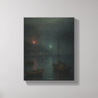 Misty Harbour Twilight - Impressionist Maritime Leinwanddruck