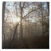 Misty Herbstvormittag im Wald #1 Fliese (Vorderseite)