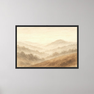 Misty Hillside at Dawn Watercolor Leinwanddruck