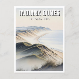 Misty Indiana Dunes National Park Travel Postkarte