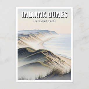 Misty Indiana Dunes National Park Travel Postkarte