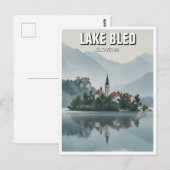 Misty Lake Bled Slowenien Postkarte (Vorne/Hinten)