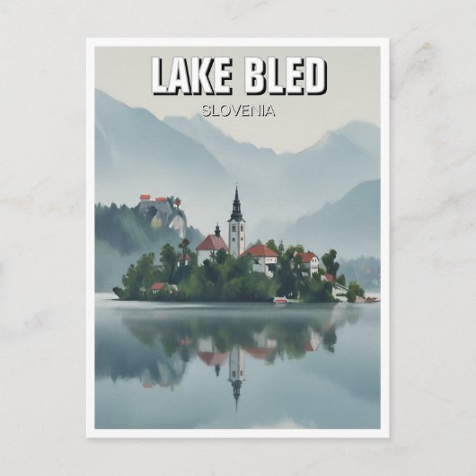 Misty Lake Bled Slowenien Postkarte (Vorderseite)