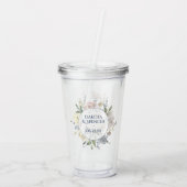 Misty Lake | Dusty Floral Always Forever Monogram Acryltrinkbecher (Rückseite)