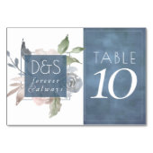 Misty Lake | Dusty Floral Always Forever Monogram Tischnummer (Rückseite)