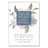 Misty Lake | Dusty Floral Always Forever Monogram Tischnummer (Rückseite)