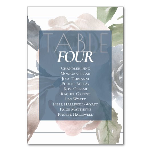 Misty Lake | Schöne, weiche, florale Gastnamen Tischnummer (Rückseite)