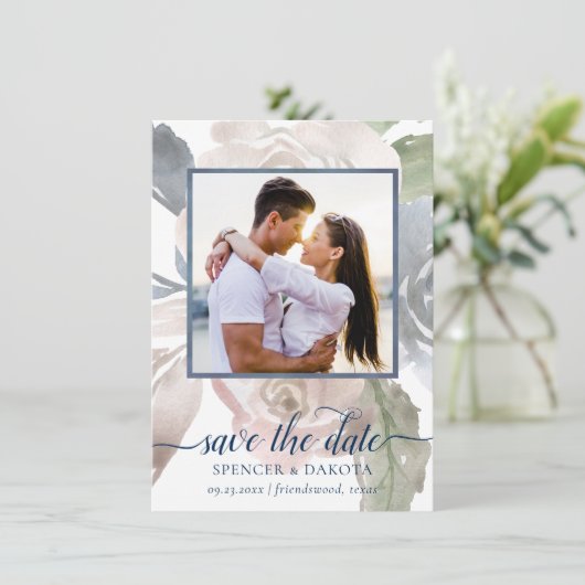 Misty Lake | Schönes weiches, trostloses, huedfarb Save The Date (Stehend Vorderseite)