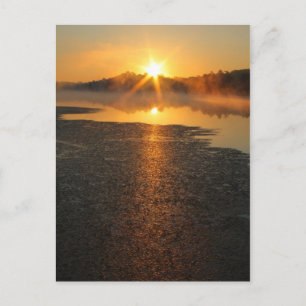Misty Lake Sunrise Postcard Postkarte