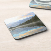 Misty Lake Trees Reflection Ruhige Lage Foto Getränkeuntersetzer (Linke Seite)