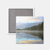 Misty Lake Trees Reflection Ruhige Lage Foto Magnet (Vorderseite/Rückseite)