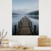 Misty Lake Wooden Pier Calm View Poster (Küche)
