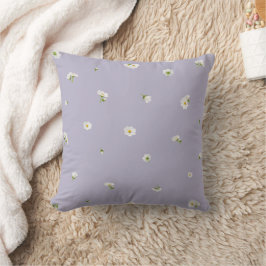 Misty Lavender White Cosmos Floral Pattern Kissen