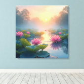Misty Lotus Pond Leinwanddruck (Insitu (Holzboden))