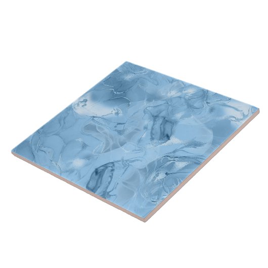Misty Marble Abstract Pattern Dark Blue ID705b Fliese (Seite)