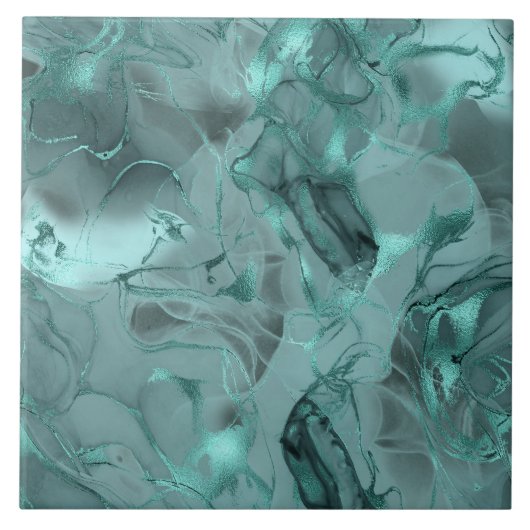 Misty Marble Abstract Pattern Dark Teal ID705a Fliese (Vorderseite)
