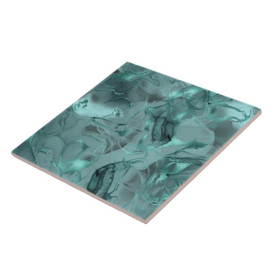 Misty Marble Abstract Pattern Dark Teal ID705a Fliese (Seite)
