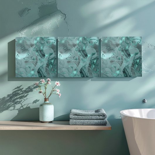 Misty Marble Abstract Pattern Dark Teal ID705a Fliese