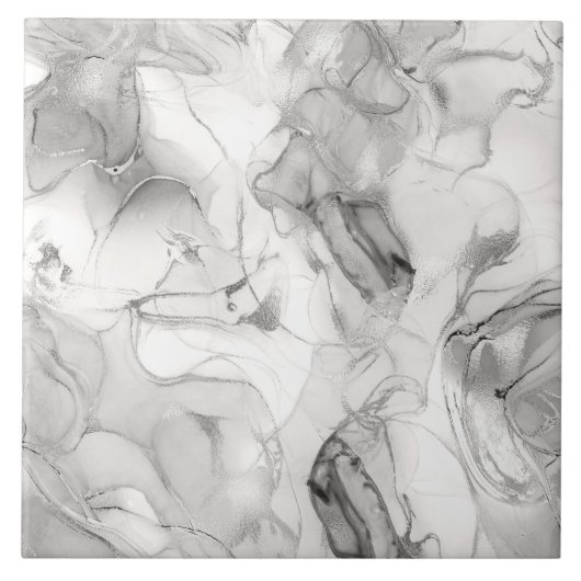 Misty Marble Abstract Pattern Light B&W ID705c Fliese (Vorderseite)