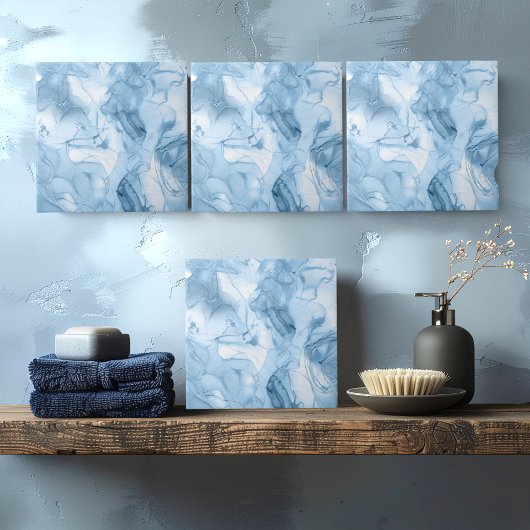 Misty Marble Abstract Pattern Light Blue ID705c Fliese