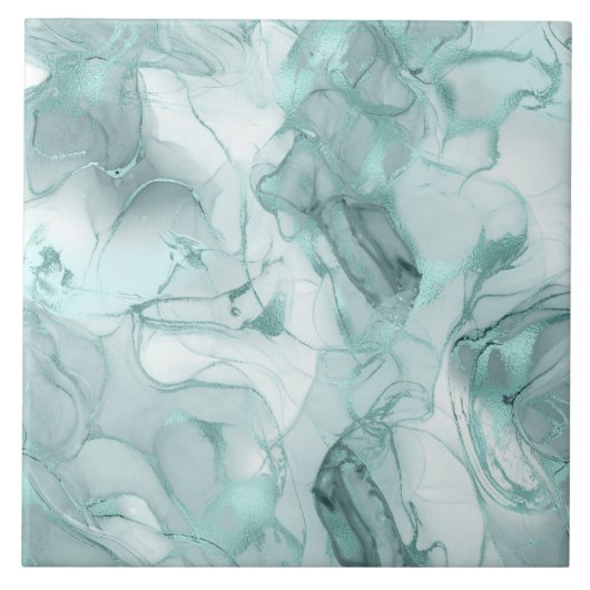 Misty Marble Abstract Pattern Light Teal ID705c Fliese (Vorderseite)