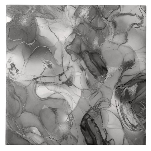 Misty Marble Abstract Pattern Med B&W ID705b Fliese (Vorderseite)