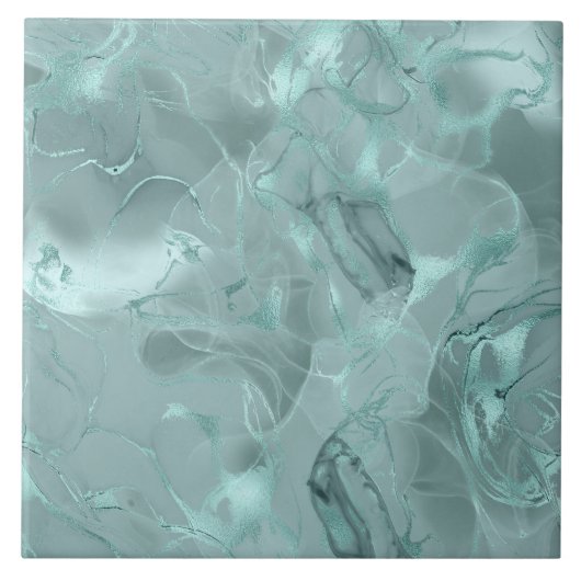 Misty Marble Abstract Pattern Med Teal ID705b Fliese (Vorderseite)