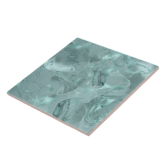 Misty Marble Abstract Pattern Med Teal ID705b Fliese (Seite)