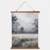 Misty Meadow Landscape Wandteppich Mit Holzrahmen (Vorderseite)