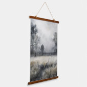 Misty Meadow Landscape Wandteppich Mit Holzrahmen (Gewinkelt)