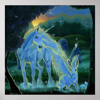 "Misty Midsommers Morning" Unicorn Canvas Print Poster