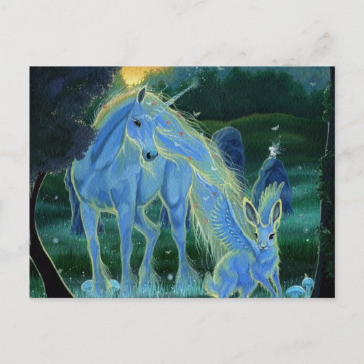 "Misty Midsommers Morning" Unicorn Postkarte (Vorderseite)