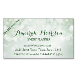 Misty Mint Bokeh Event Plan Magnetic Business Card Magnetische Visitenkarte